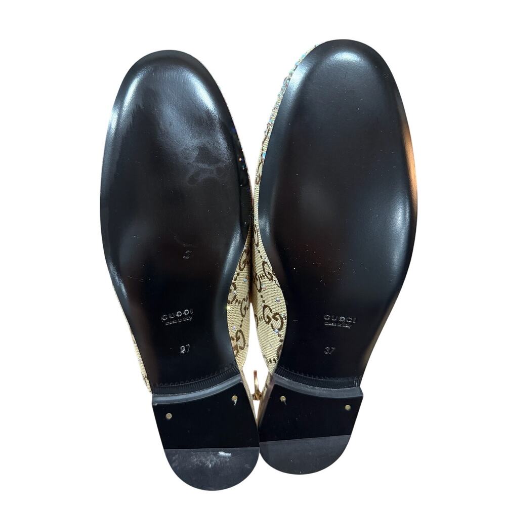 Gucci Princetown Crystal Embellished GG Canvas Mule Slippers EU 37 NEW NIB - Picture 5 of 5